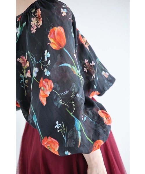 cawaii(カワイイ)の「(黒)開き始めたチューリップのシアーブラウストップス(シャツ/ブラウス・レディース・ブラック・FREE)」の17枚目の写真