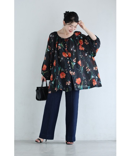 cawaii(カワイイ)の「(黒)開き始めたチューリップのシアーブラウストップス(シャツ/ブラウス・レディース・ブラック・FREE)」の18枚目の写真