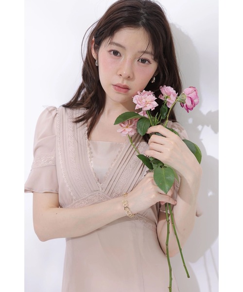 Rirandture（リランドチュール）の「ピンタックレースシフォンワンピース（ワンピース・レディース・ピンク・100/1/2）」の6枚目の写真