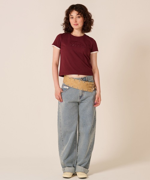 TINA：JOJUN（ティーナジョジュン）の「ルーズフィット カーブ デニムパンツ TINA：JOJUN（その他パンツ・レディース・サックスブルー/インディゴブルー・S/M）」の5枚目の写真