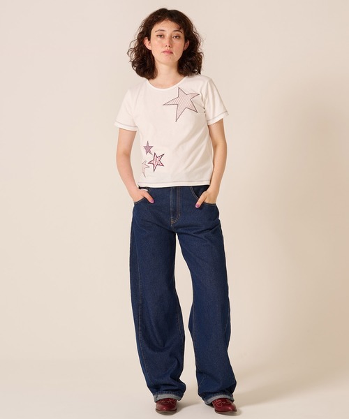 TINA：JOJUN（ティーナジョジュン）の「ルーズフィット カーブ デニムパンツ TINA：JOJUN（その他パンツ・レディース・サックスブルー/インディゴブルー・S/M）」の11枚目の写真