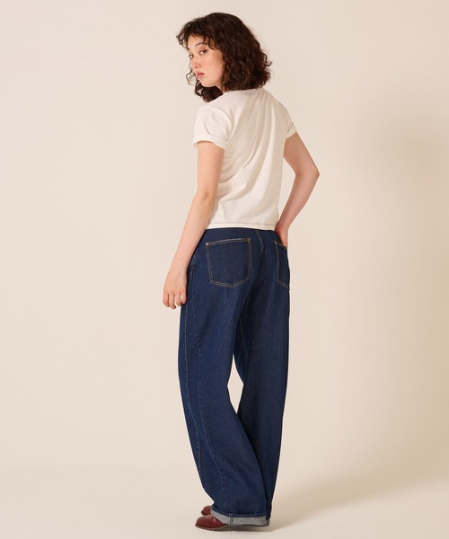 TINA：JOJUN（ティーナジョジュン）の「ルーズフィット カーブ デニムパンツ TINA：JOJUN（その他パンツ・レディース・サックスブルー/インディゴブルー・S/M）」の12枚目の写真