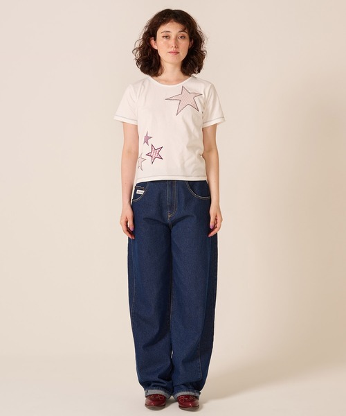TINA：JOJUN（ティーナジョジュン）の「ルーズフィット カーブ デニムパンツ TINA：JOJUN（その他パンツ・レディース・サックスブルー/インディゴブルー・S/M）」の17枚目の写真