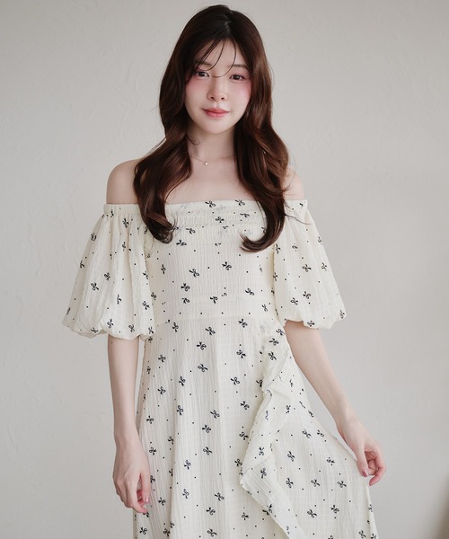 fupel(フぺル)の「2way frill onepiece / 2way フリルワンピース(ワンピース・レディース・ブラック/オフホワイト・FREE)」の2枚目の写真
