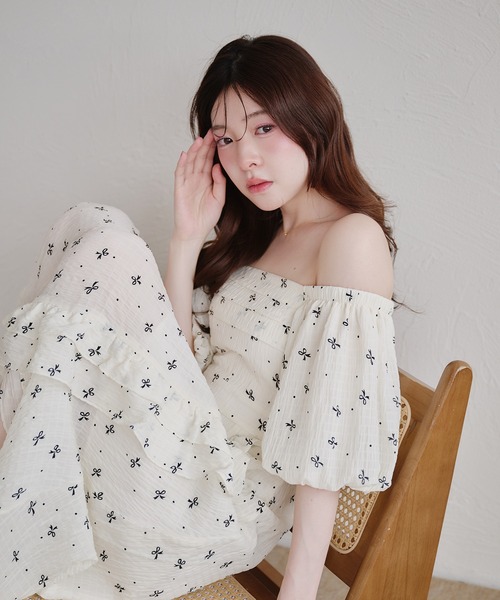 fupel(フぺル)の「2way frill onepiece / 2way フリルワンピース(ワンピース・レディース・ブラック/オフホワイト・FREE)」の21枚目の写真