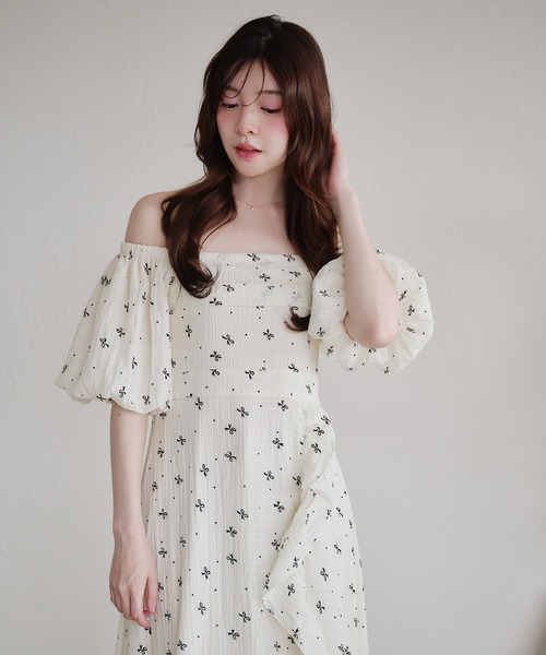 fupel(フぺル)の「2way frill onepiece / 2way フリルワンピース(ワンピース・レディース・ブラック/オフホワイト・FREE)」の3枚目の写真