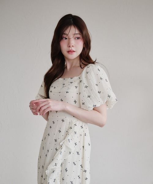 fupel(フぺル)の「2way frill onepiece / 2way フリルワンピース(ワンピース・レディース・ブラック/オフホワイト・FREE)」の5枚目の写真