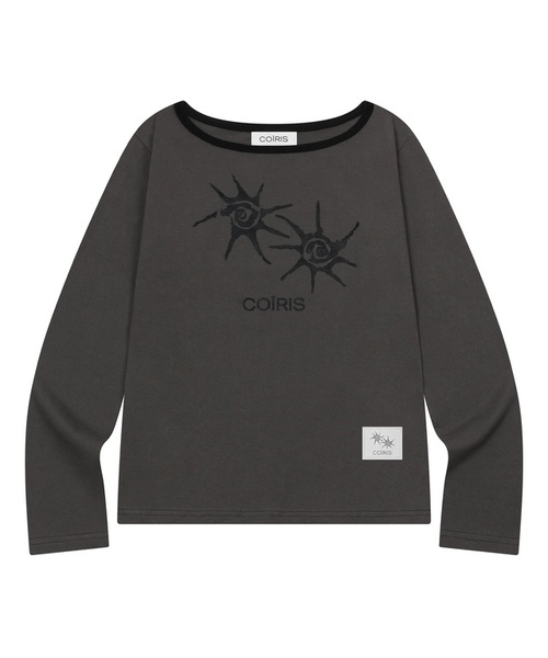 COIRIS(コイリス)の「ソルナ ワンショルダー配色長袖Tシャツ (2カラー)(Tシャツ/カットソー・レディース・ブラック/ダークグレー・FREE)」の2枚目の写真