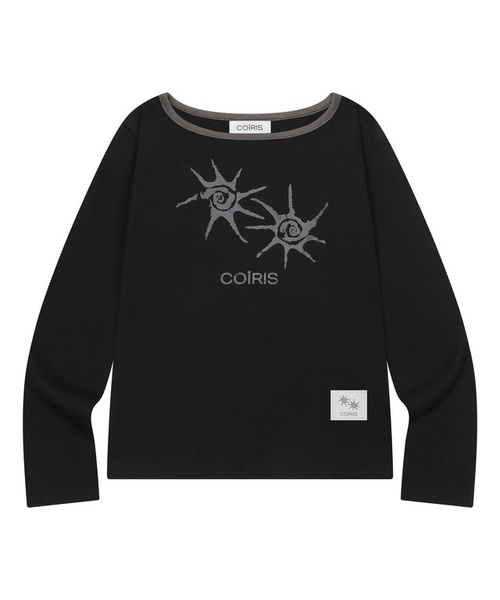 COIRIS(コイリス)の「ソルナ ワンショルダー配色長袖Tシャツ (2カラー)(Tシャツ/カットソー・レディース・ブラック/ダークグレー・FREE)」の1枚目の写真