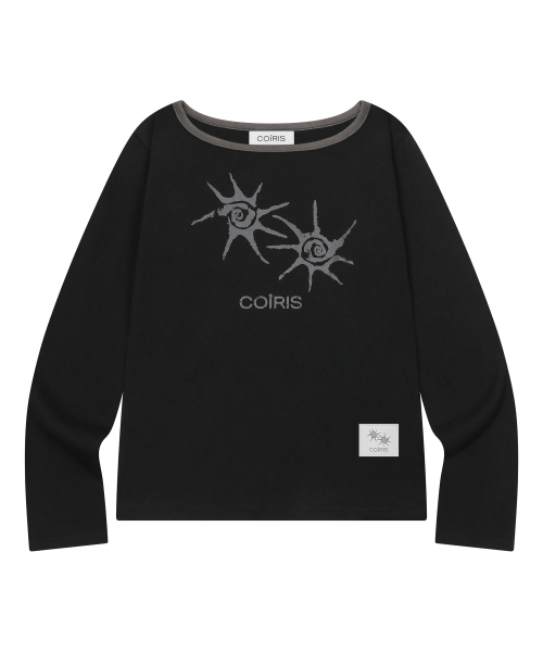 COIRIS(コイリス)の「ソルナ ワンショルダー配色長袖Tシャツ (2カラー)(Tシャツ/カットソー・レディース・ブラック/ダークグレー・FREE)」の3枚目の写真