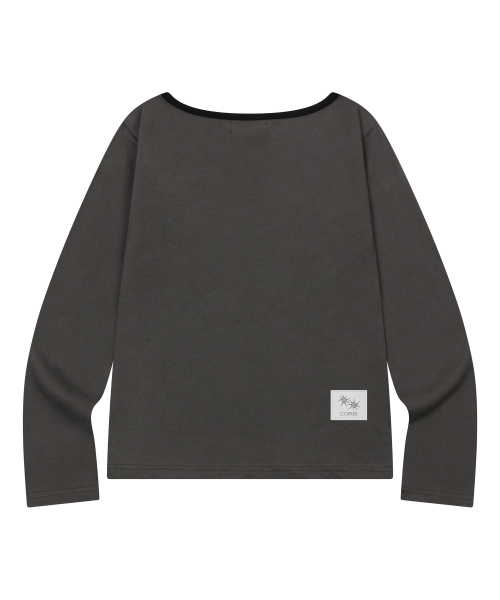COIRIS(コイリス)の「ソルナ ワンショルダー配色長袖Tシャツ (2カラー)(Tシャツ/カットソー・レディース・ブラック/ダークグレー・FREE)」の9枚目の写真