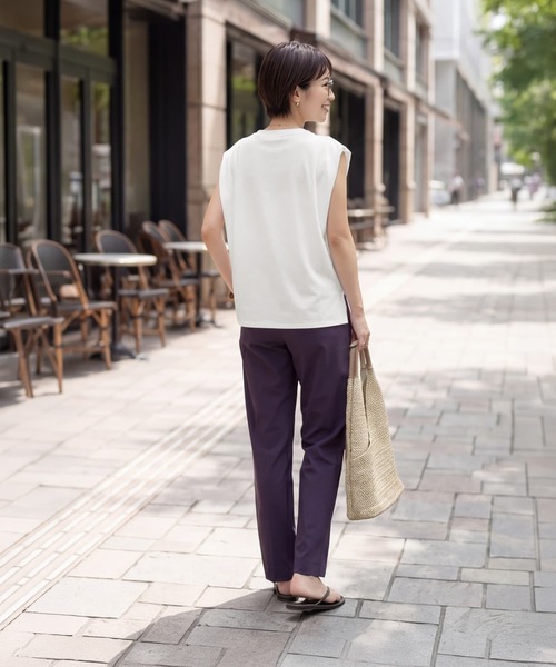 STYLE DELI(スタイルデリ)の「接触冷感Wタックカットソートップス(Tシャツ/カットソー・レディース・ブラック/イエロー/ホワイト・FREE)」の7枚目の写真