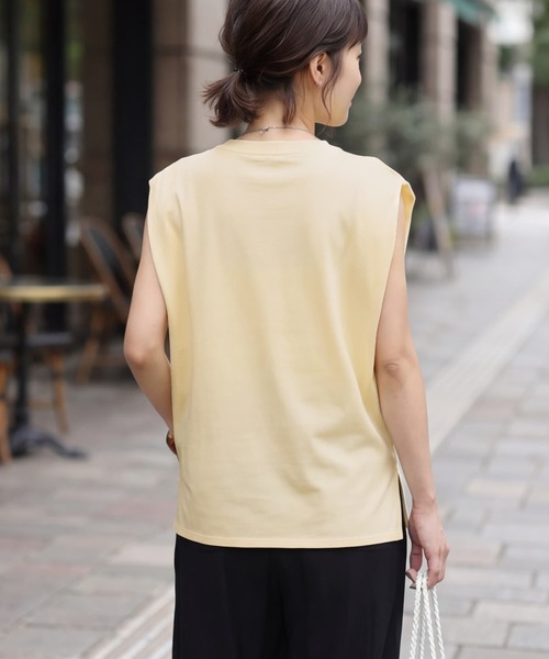 STYLE DELI(スタイルデリ)の「接触冷感Wタックカットソートップス(Tシャツ/カットソー・レディース・ブラック/イエロー/ホワイト・FREE)」の15枚目の写真