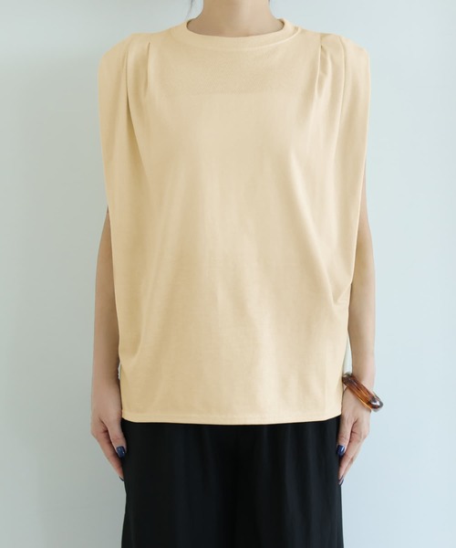STYLE DELI(スタイルデリ)の「接触冷感Wタックカットソートップス(Tシャツ/カットソー・レディース・ブラック/イエロー/ホワイト・FREE)」の16枚目の写真