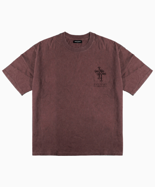 SAINTPAIN(セイントペイン)の「SP ダブルクロスピグメント半袖Tシャツピンク(Tシャツ/カットソー・レディース・その他・MEDIUM/LARGE)」の1枚目の写真