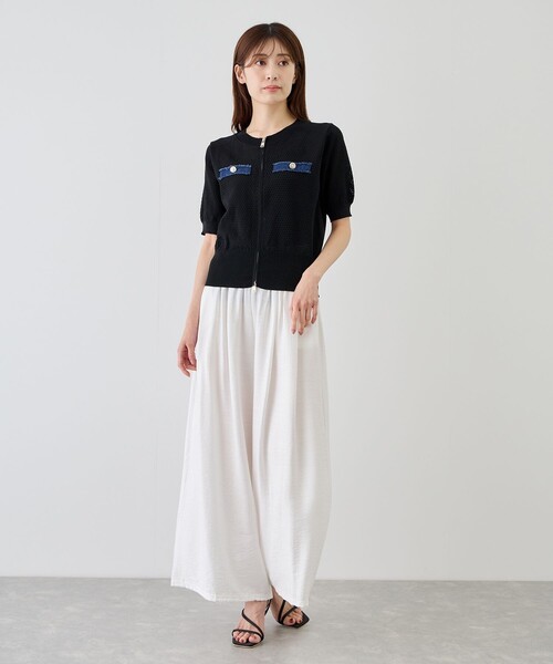 Jayro(ジャイロ)の「デニム配色ジップアップニットカーディガン(カーディガン/ボレロ・レディース・ホワイト系その他/ブラック系その他・FREE)」の15枚目の写真