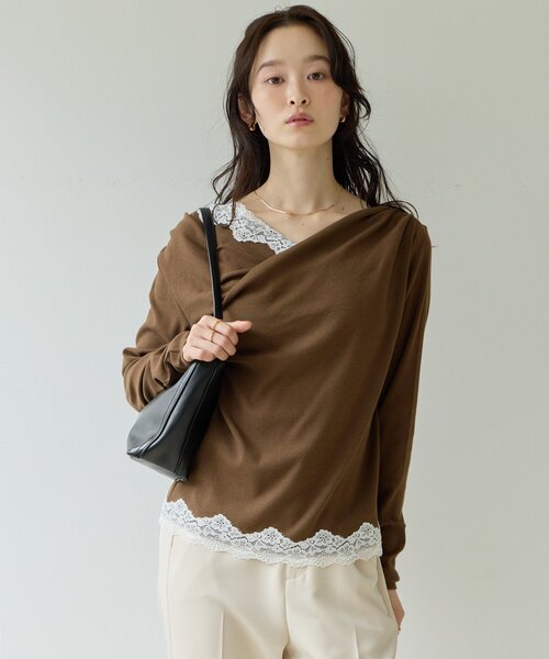 DISCOAT(ディスコート)の「【Noka】レース使いドレーププルオーバー《WEB限定》(Tシャツ/カットソー・レディース・ブラウン/ブラック/アイボリー・FREE)」の11枚目の写真