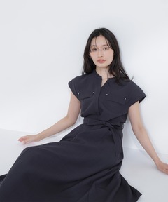 セール】襟付きバイカラーステッチワンピース（ワンピース）｜NATURAL