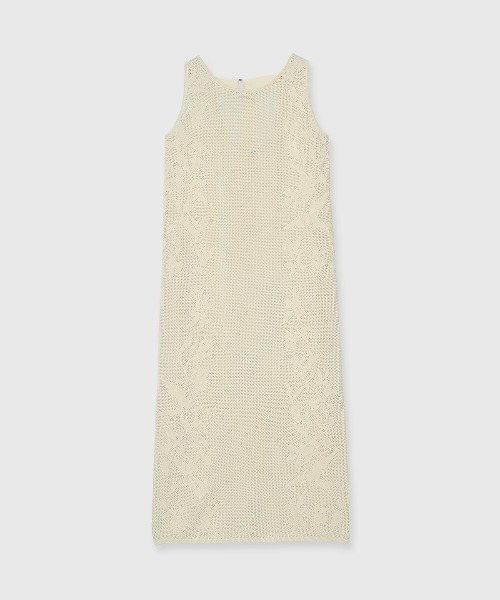 CREDONA(クレドナ)の「LACE KNIT ONE-PIECE/レースニットワンピース(ワンピース・レディース・ネイビー/ライトイエロー・FREE)」の1枚目の写真