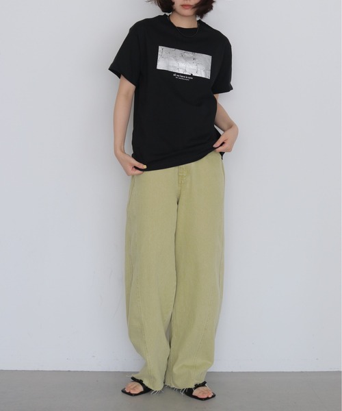 HER CLOSET(ハークローゼット)の「【HER CLOSET】クラッシュ箔 Tシャツ CRASHED FOIL T-SHIRT(Tシャツ/カットソー・レディース・ブラック/オフホワイト・L/M/S)」の16枚目の写真
