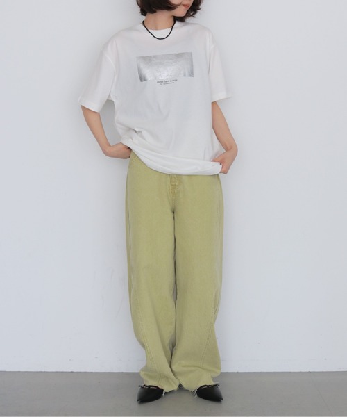 HER CLOSET(ハークローゼット)の「【HER CLOSET】クラッシュ箔 Tシャツ CRASHED FOIL T-SHIRT(Tシャツ/カットソー・レディース・ブラック/オフホワイト・L/M/S)」の8枚目の写真