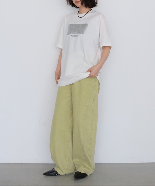 HER CLOSET(ハークローゼット)の「【HER CLOSET】クラッシュ箔 Tシャツ CRASHED FOIL T-SHIRT(Tシャツ/カットソー・レディース・ブラック/オフホワイト・L/M/S)」の7枚目の写真