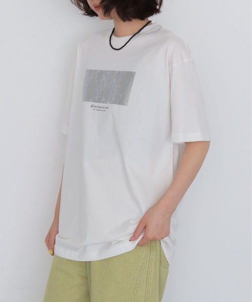 HER CLOSET(ハークローゼット)の「【HER CLOSET】クラッシュ箔 Tシャツ CRASHED FOIL T-SHIRT(Tシャツ/カットソー・レディース・ブラック/オフホワイト・L/M/S)」の11枚目の写真