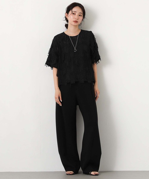Gready Brilliant(グレディブリリアン)の「フリンジジャガードクルー5分袖(シャツ/ブラウス・レディース・アイボリー/ブラック・FREE)」の14枚目の写真