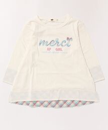 チェックロゴアップリケ 7分袖Tシャツ