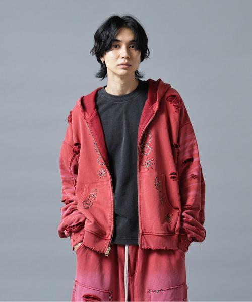 DANKE SCHON(ダンケシェーン)の「【WEB&DEPOT限定】DankeSchon/ダンケシェーン/SULFER CHEMICAL SWEAT ZIP HOODIE(パーカー・メンズ・ネイビー/グレー/レッド/ブラック・L/M)」の4枚目の写真