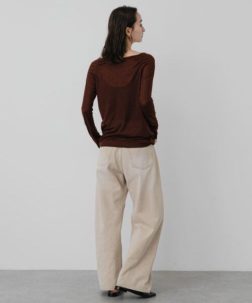 SENSE OF PLACE by URBAN RESEARCH(センスオブプレイスバイアーバンリサーチ)の「シャーリングボートネックトップ(Tシャツ/カットソー・レディース・オフホワイト/ピンク/ブラウン・ONE)」の13枚目の写真