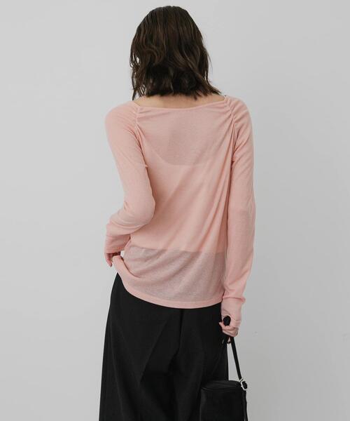 SENSE OF PLACE by URBAN RESEARCH(センスオブプレイスバイアーバンリサーチ)の「シャーリングボートネックトップ(Tシャツ/カットソー・レディース・オフホワイト/ピンク/ブラウン・ONE)」の8枚目の写真