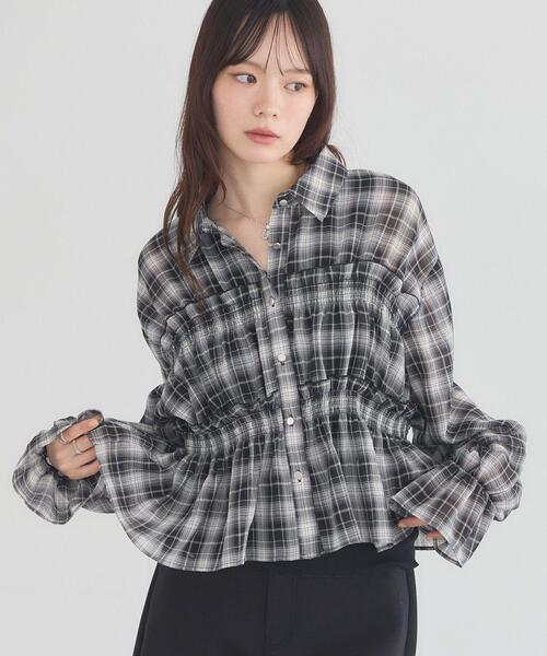 earth music&ecology(アースミュージックアンドエコロジー)の「シャーリングチェックシャツ(シャツ/ブラウス・レディース・ブラウン/モカ/ブラック・FREE)」の1枚目の写真