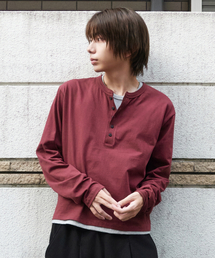 レイヤードヘンリーネックTシャツ [バーガンディ]