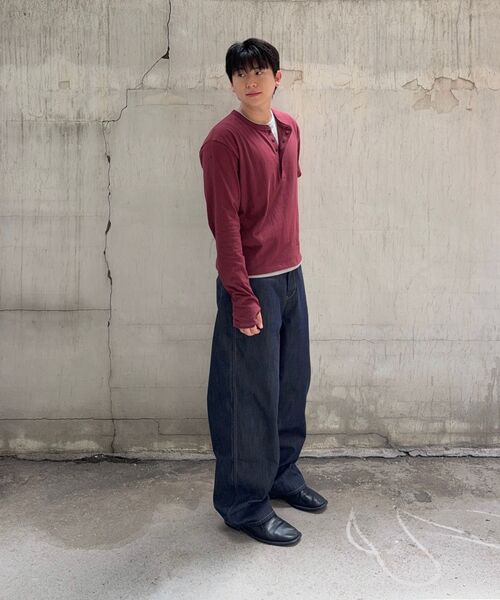 XERO（ゼロ）の「レイヤードヘンリーネックTシャツ [バーガンディ]（Tシャツ/カットソー・レディース・その他・MEDIUM/LARGE/X-LARGE）」の4枚目の写真
