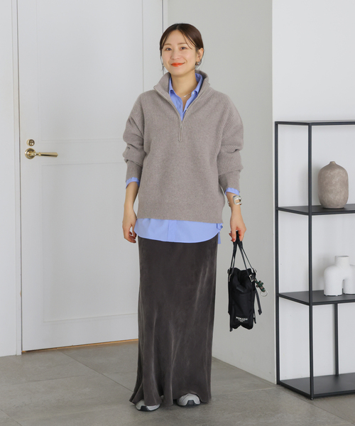 JOURNAL STANDARD(ジャーナルスタンダード)の「COLLINSVILLE ハーフジッププルオーバー(ニット/セーター・レディース・チャコールグレー/レッド/ネイビー・FREE)」の4枚目の写真