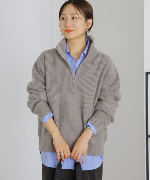 JOURNAL STANDARD(ジャーナルスタンダード)の「COLLINSVILLE ハーフジッププルオーバー(ニット/セーター・レディース・チャコールグレー/レッド/ネイビー・FREE)」の7枚目の写真