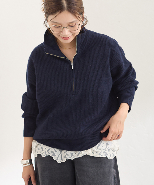 JOURNAL STANDARD(ジャーナルスタンダード)の「COLLINSVILLE ハーフジッププルオーバー(ニット/セーター・レディース・チャコールグレー/レッド/ネイビー・FREE)」の15枚目の写真