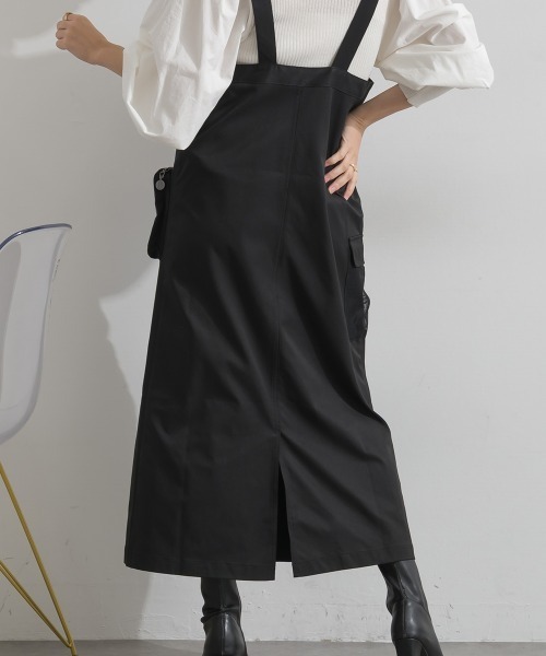 Material（Avenue）（マテリアル）の「【Material】圧縮ツイル メッシュワークポケット アジャスタブルストラップ ジャンパースカート ジャンスカ（ジャンパースカート・レディース・ブラック/ピンクベージュ/ダークカーキ・FREE）」の20枚目の写真