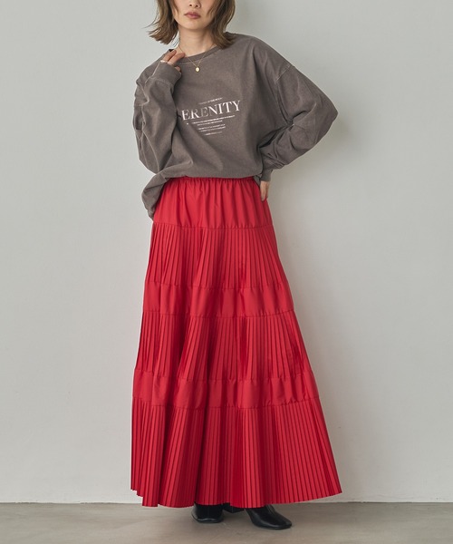 hunch(ハンチ)の「ビンテージライク 箔プリントトップス(Tシャツ/カットソー・レディース・チャコール/ライトベージュ/ブラウン・FREE)」の5枚目の写真