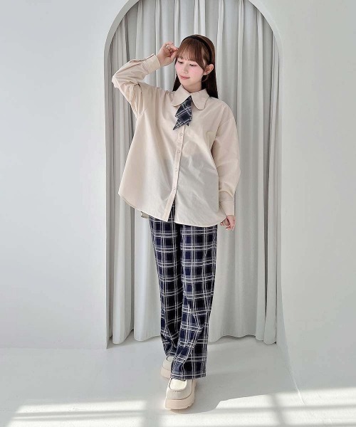 F i.n.t(フィント)の「【サイズ展開】フラップポケットチェックフレアーパンツ/fint フィント(その他パンツ・レディース・ボルドー/ネイビー・1/0)」の8枚目の写真