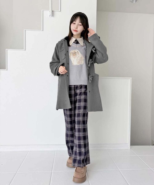 F i.n.t(フィント)の「【サイズ展開】フラップポケットチェックフレアーパンツ/fint フィント(その他パンツ・レディース・ボルドー/ネイビー・1/0)」の11枚目の写真