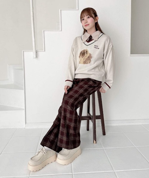 F i.n.t(フィント)の「【サイズ展開】フラップポケットチェックフレアーパンツ/fint フィント(その他パンツ・レディース・ボルドー/ネイビー・1/0)」の17枚目の写真