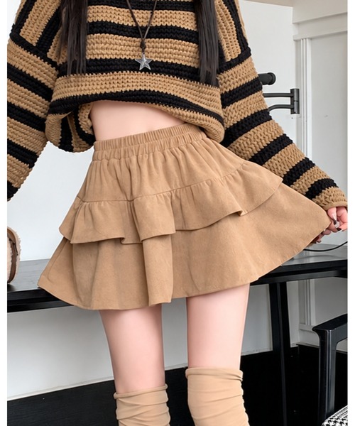 FUNdaysion(ファンデイション)の「ティアードフリルコーデュロイミニスカート(スカート・レディース・モカ/ブラック/ベージュ・M)」の17枚目の写真