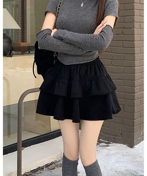 FUNdaysion(ファンデイション)の「ティアードフリルコーデュロイミニスカート(スカート・レディース・モカ/ブラック/ベージュ・M)」の22枚目の写真
