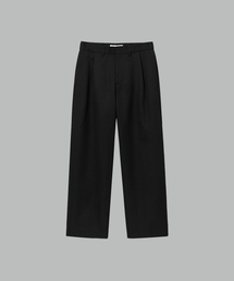 ウールブレンドキャンバス ルーズフィットパンツ_BLACK
