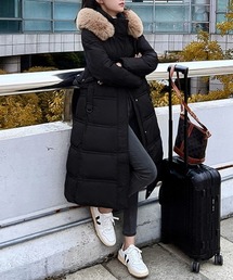 ファーカラー フード付き 中綿 ロングコート