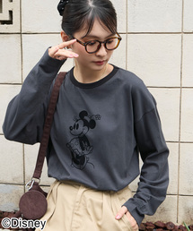 Disney（ディズニー）の「【別注】Disney   ミッキー&ミニー   プリントリンガーロンT（Tシャツ/カットソー）」