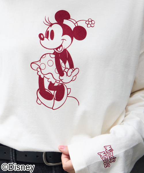 Disney(ディズニー)の「【別注】Disney / ミッキー&ミニー / プリントリンガーロンT(Tシャツ/カットソー・レディース・アイボリー系/オートミール/グレイッシュブルー/アイボリー/チャコール・L/M)」の11枚目の写真