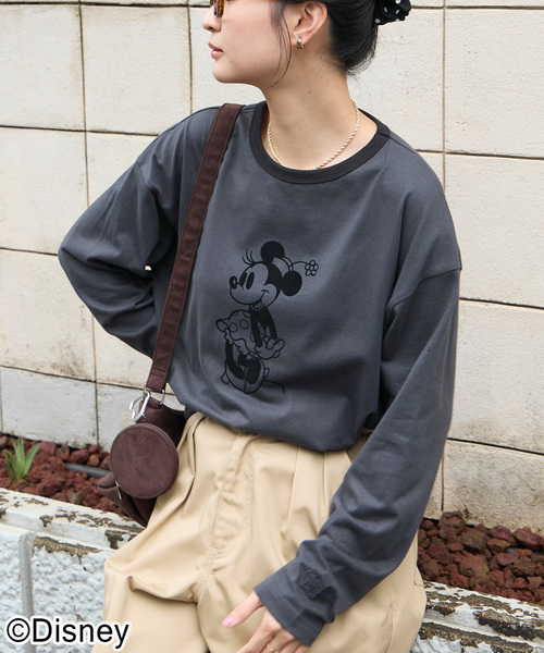 Disney(ディズニー)の「【別注】Disney / ミッキー&ミニー / プリントリンガーロンT(Tシャツ/カットソー・レディース・アイボリー系/オートミール/グレイッシュブルー/アイボリー/チャコール・L/M)」の16枚目の写真